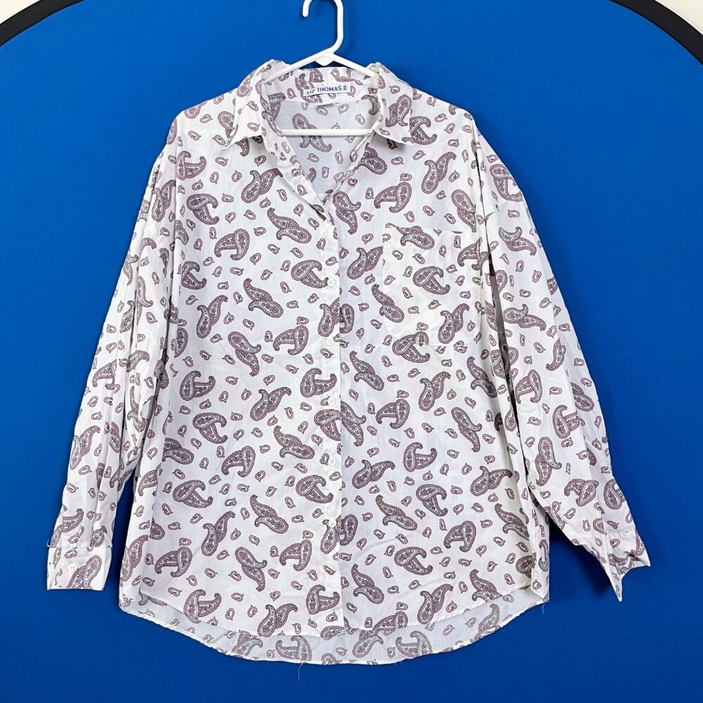 Liz Thomas II Womens Paisley Print Long Sleeve Button Down‎ Shirt Size 24W/44